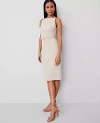 Ann Taylor Belted Sheath Dress In Toasted Oat
