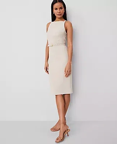Ann Taylor Belted Sheath Dress In Toasted Oat
