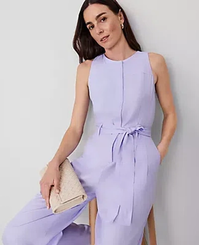 Ann Taylor Belted Sleeveless Jumpsuit In Lilac Bud
