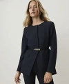 Ann Taylor Belted Split Hem Jacket In Blue