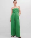 Ann Taylor Belted Strapless Linen Blend Jumpsuit