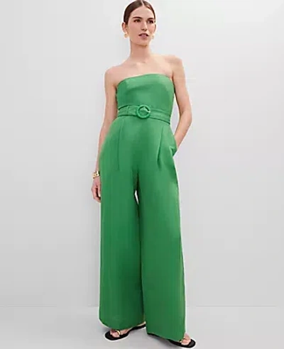 Ann Taylor Belted Strapless Linen Blend Jumpsuit
