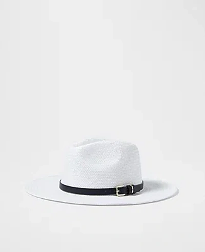 Ann Taylor Belted Straw Hat In White