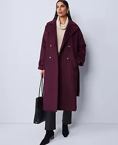 Ann Taylor Belted Trench Coat In Purple