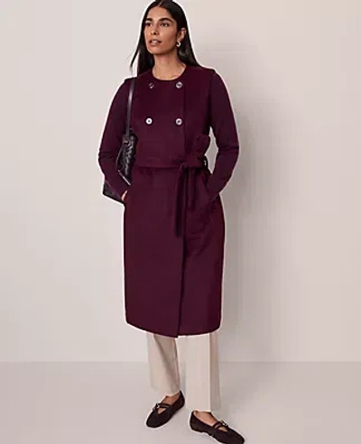 Ann Taylor Belted Trench Vest In Purple