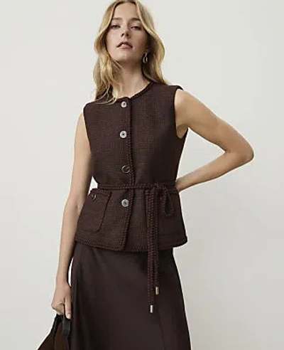 Ann Taylor Belted Vest In French Mocha