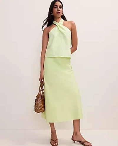 Ann Taylor Bias Midi Slip Skirt In Green