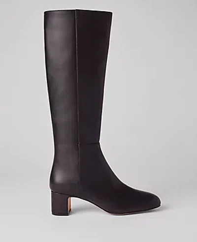 Ann Taylor Block Heel Leather Boot In Black
