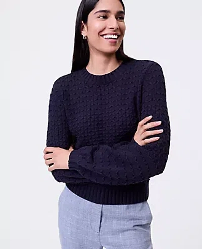 Ann Taylor Blouson Sleeve Crew Neck Sweater In Blue