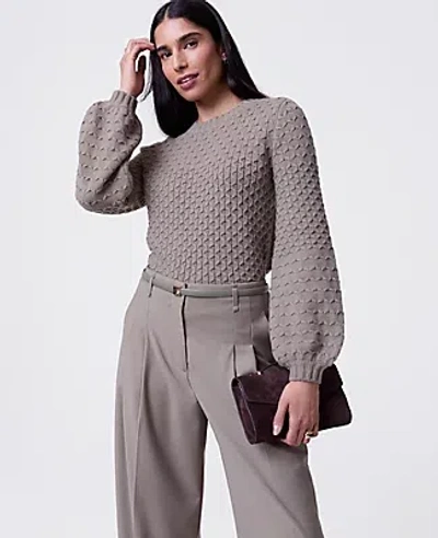 Ann Taylor Blouson Sleeve Crew Neck Sweater In Gray