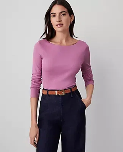 Ann Taylor Boatneck Low Back Top In Autumn Rose