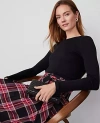 Ann Taylor Boatneck Low Back Top In Black