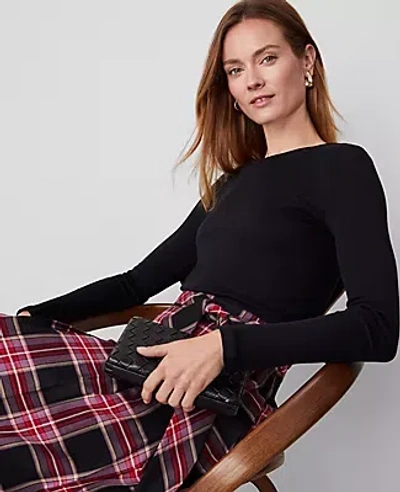 Ann Taylor Boatneck Low Back Top In Black