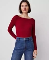 Ann Taylor Boatneck Low Back Top In Gingham Red