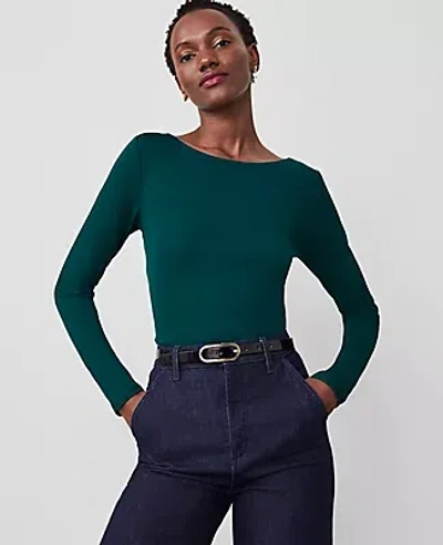 Ann Taylor Boatneck Low Back Top In Rainforest