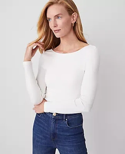 Ann Taylor Boatneck Low Back Top In Winter White