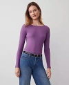 Ann Taylor Boatneck Low Back Top In Wisteria Shadow