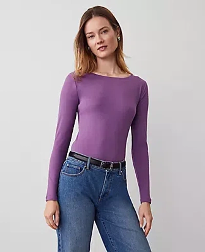 Ann Taylor Boatneck Low Back Top In Wisteria Shadow