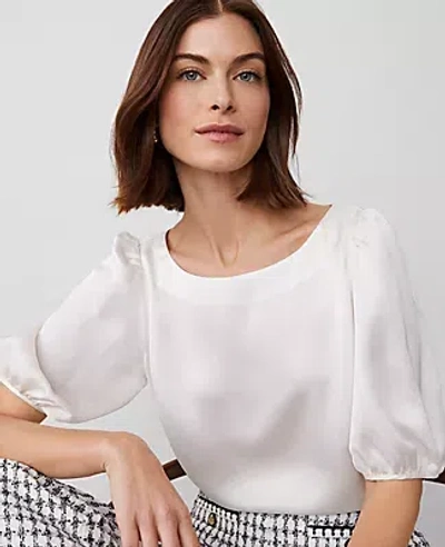 Ann Taylor Boatneck Popover Top In Winter White