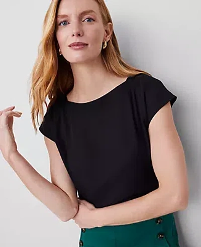 Ann Taylor Boatneck Shirttail Blouse In Black