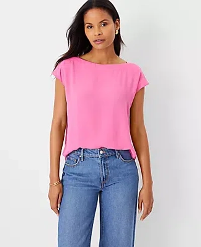 Ann Taylor Boatneck Tee In Valentine Pink