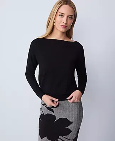 Ann Taylor Boatneck Wedge Sweater In Black