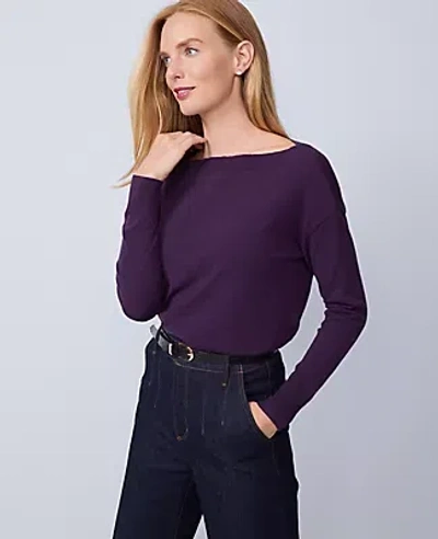 Ann Taylor Boatneck Wedge Sweater In Purple