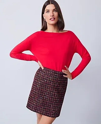 Ann Taylor Boatneck Wedge Sweater In Red