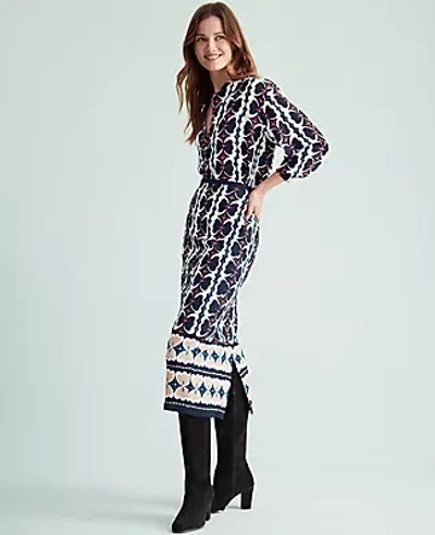Ann Taylor Border Midi Pencil Skirt In Night Sky