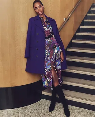 Ann Taylor Botanical Midi Shirtdress In Plum Burst