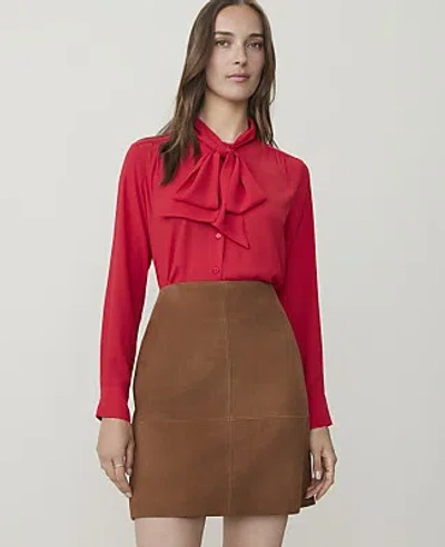 Ann Taylor Bow Blouse In Bright Poppy