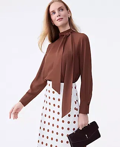 Ann Taylor Bow Blouse In Brown