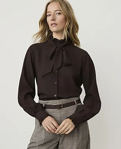 Ann Taylor Bow Blouse In French Mocha