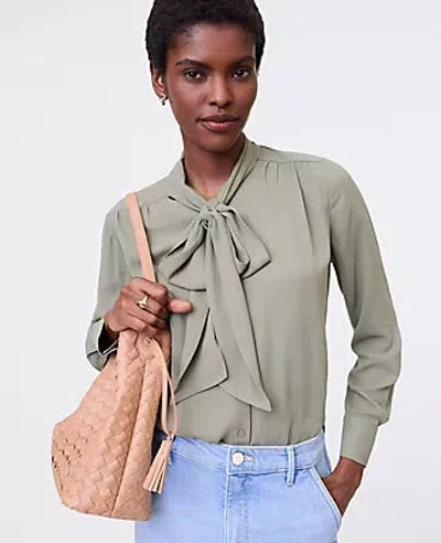 Ann Taylor Bow Blouse In Green