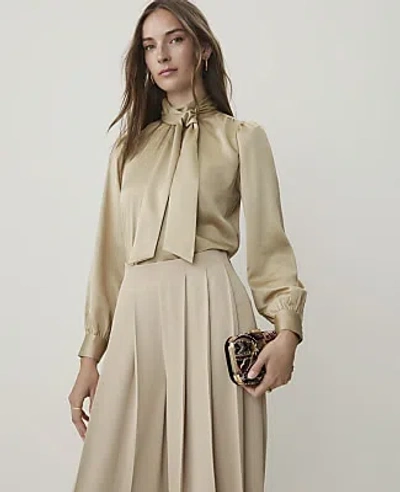 Ann Taylor Bow Blouse In Nomad Khaki