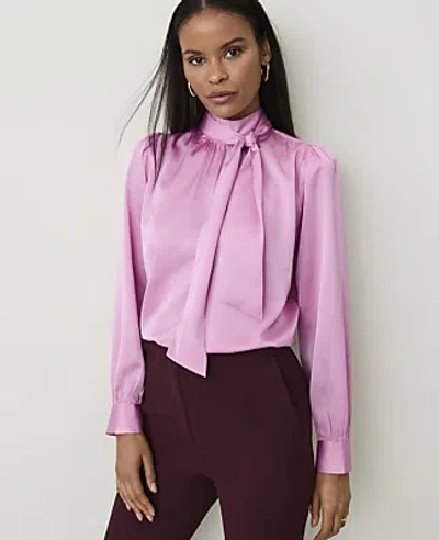 Ann Taylor Bow Blouse In Pink Lilac