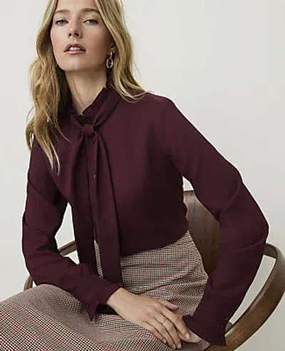 Ann Taylor Bow Blouse In Purest Plum