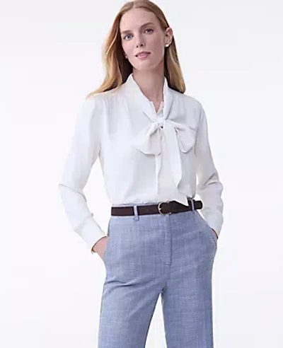 Ann Taylor Bow Blouse In White