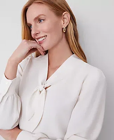 Ann Taylor Bow Blouse In Winter White