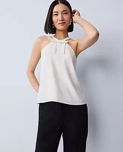 Ann Taylor Bow Halter Top In White