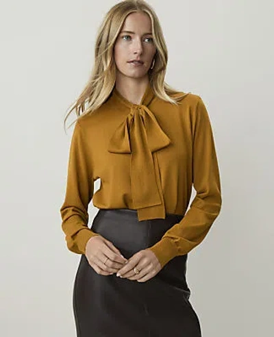Ann Taylor Bow Neck Cardigan In Alleppey Gold