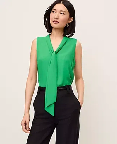 Ann Taylor Bow Neck Shell Top In Green