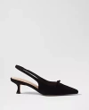 Ann Taylor Bow Suede Slingback Pumps In Black
