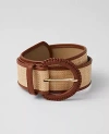 Ann Taylor Braided Trim Straw Belt In Midnight Mahogany