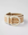 Ann Taylor Braided Trim Straw Belt In White