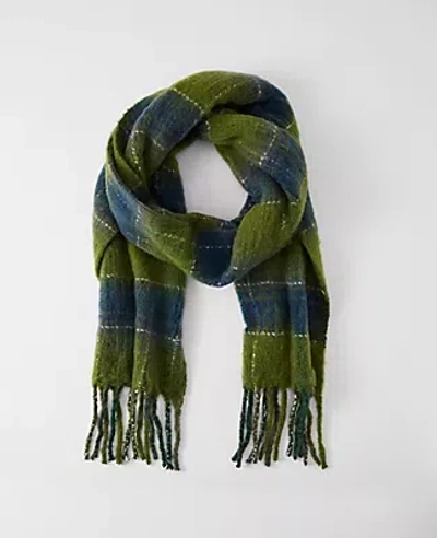 Ann Taylor Brushed Plaid Fringe Scarf