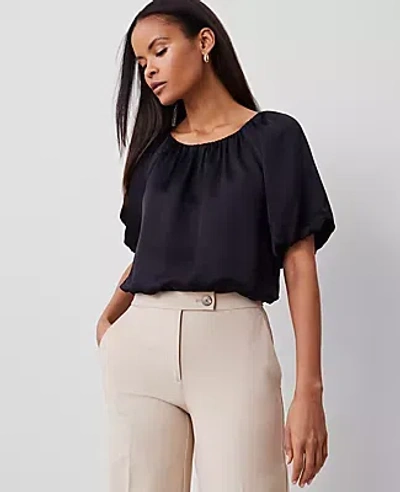 Ann Taylor Bubble Hem Top In Black