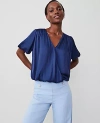 Ann Taylor Bubble Hem Wrap Blouse In Royalty Blue