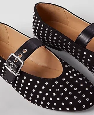 Ann Taylor Buckle Jeweled Mary Jane Flat In Black