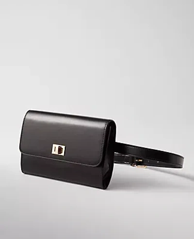 Ann Taylor Buckle Leather Belt Bag In Black